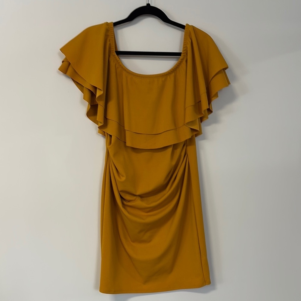 NEW Maternity Mustard Ruffle Dress